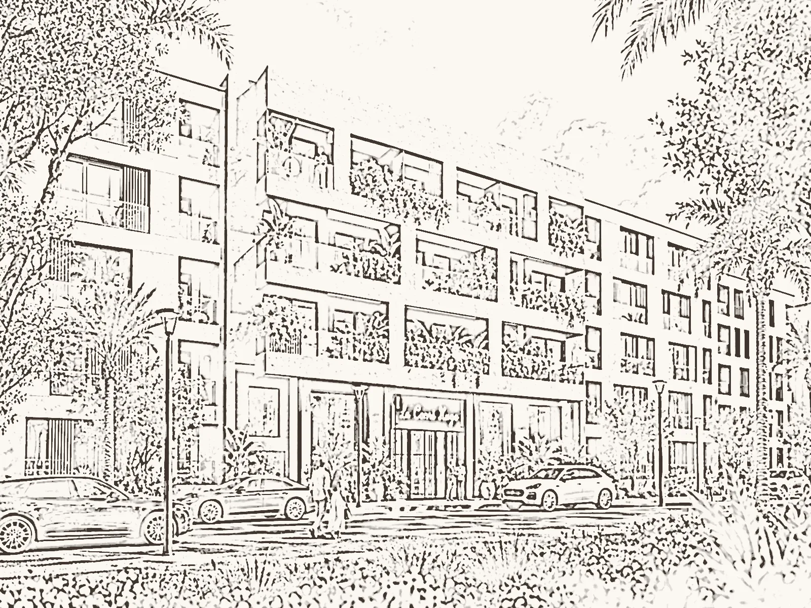 Croquis d’architecte de la façade de Carré Hugo